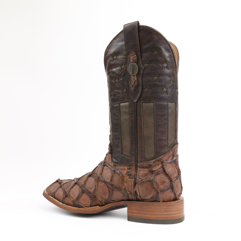 Chero’s Premium Exotic Pirarucu Matte Leather Cowboy Boots-Chocolate