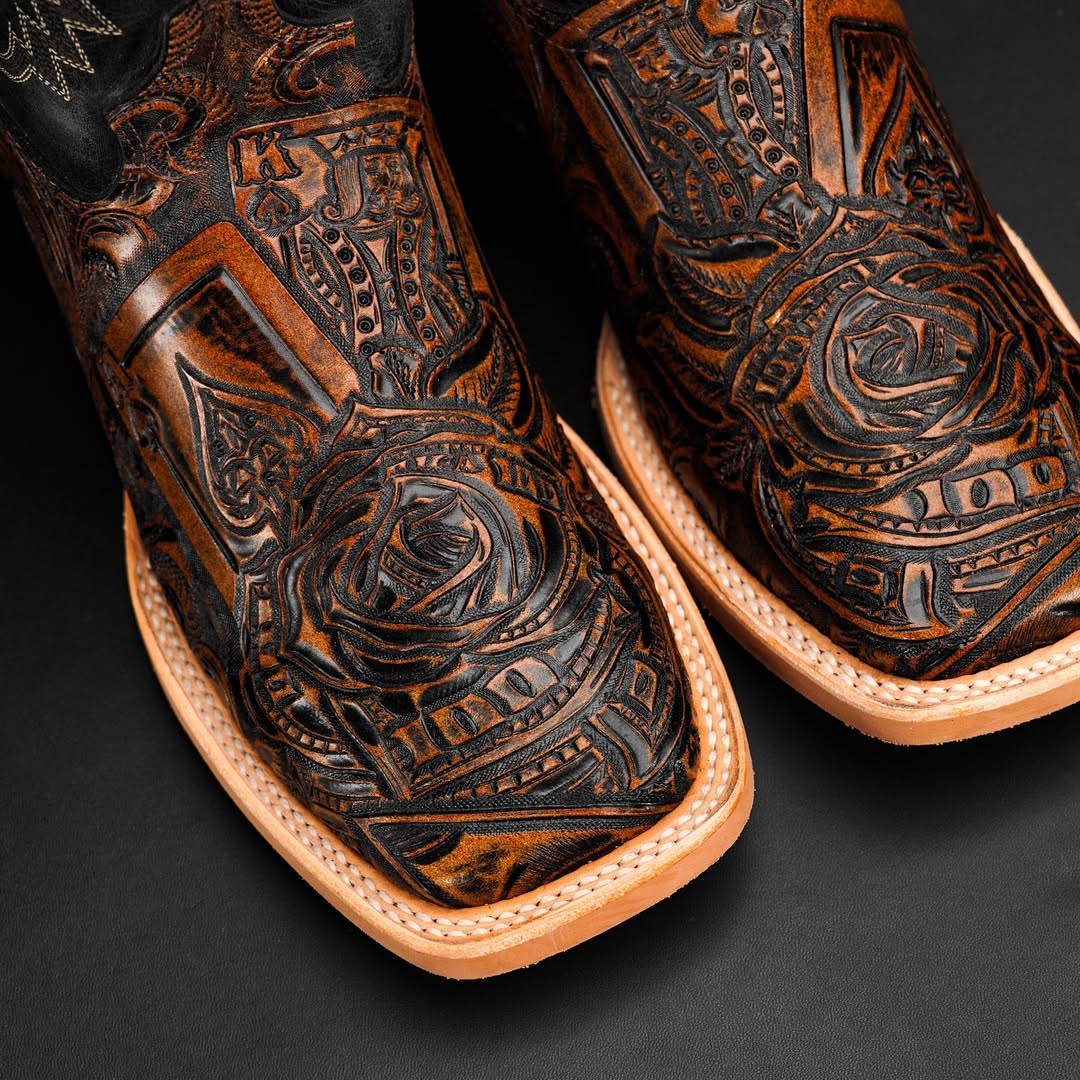 Country Gambler Tooled Cowboy Boots