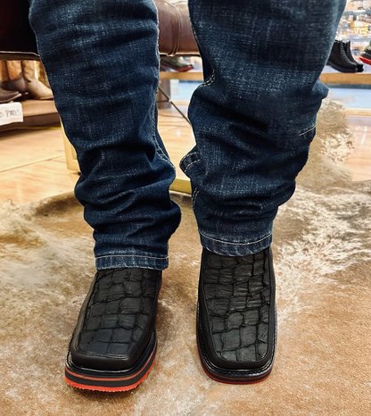 Pirarucu Leather Botin With 3D Lightweight Soles - Square Toe