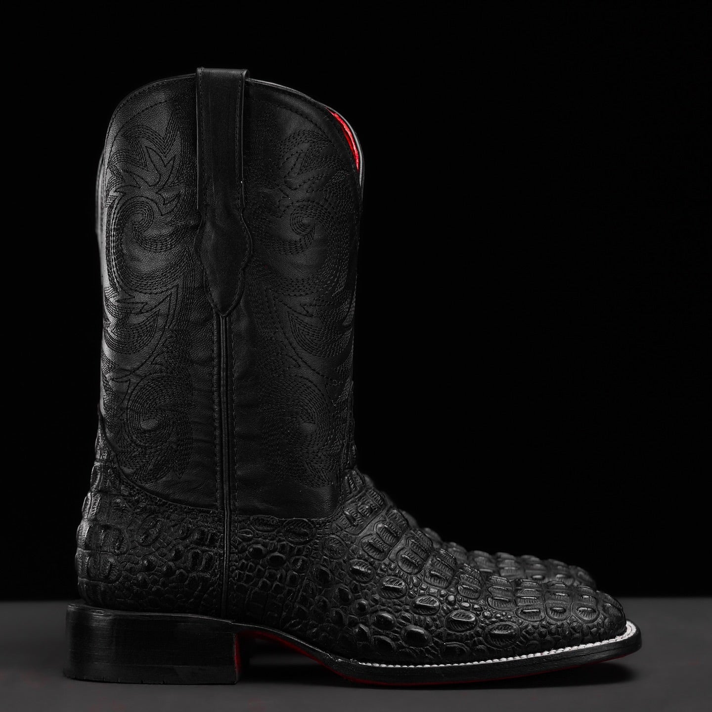 Black Caiman Horn Handmade Boots