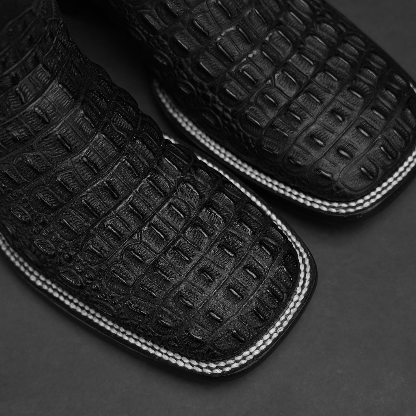 Black Caiman Horn Handmade Boots