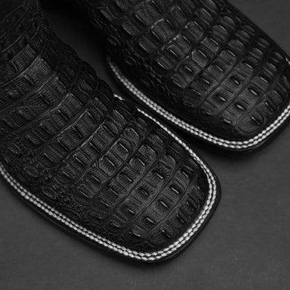 Black Caiman Horn Handmade Boots