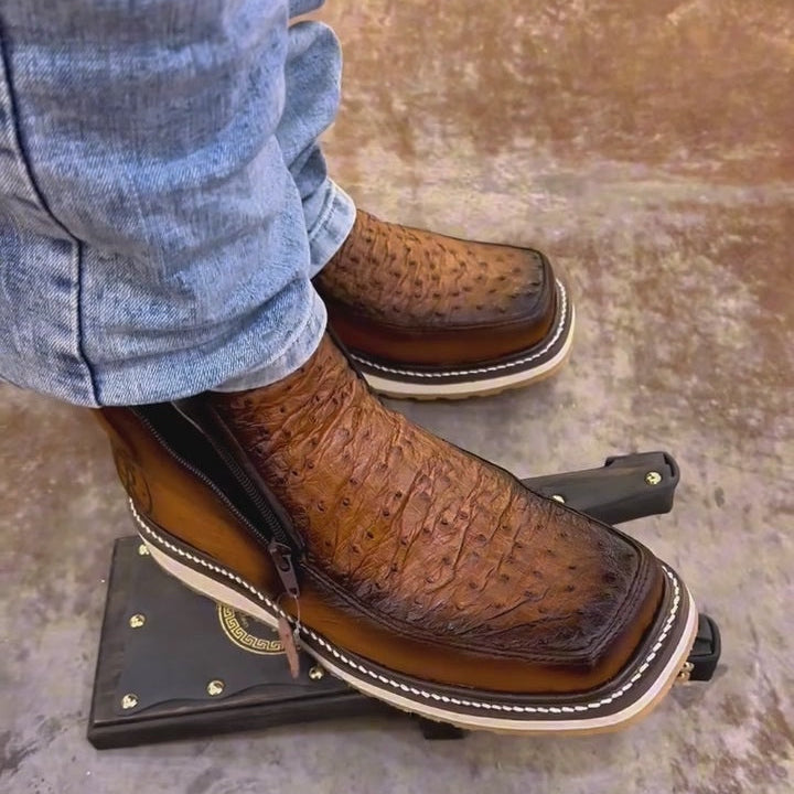 Autumn New Arrival – Alaska Ostrich Skin Cowboy Boots