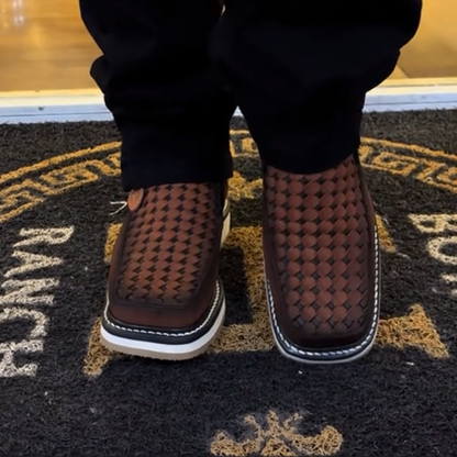 Mexican Vintage Hand-Woven Cowboy Boots