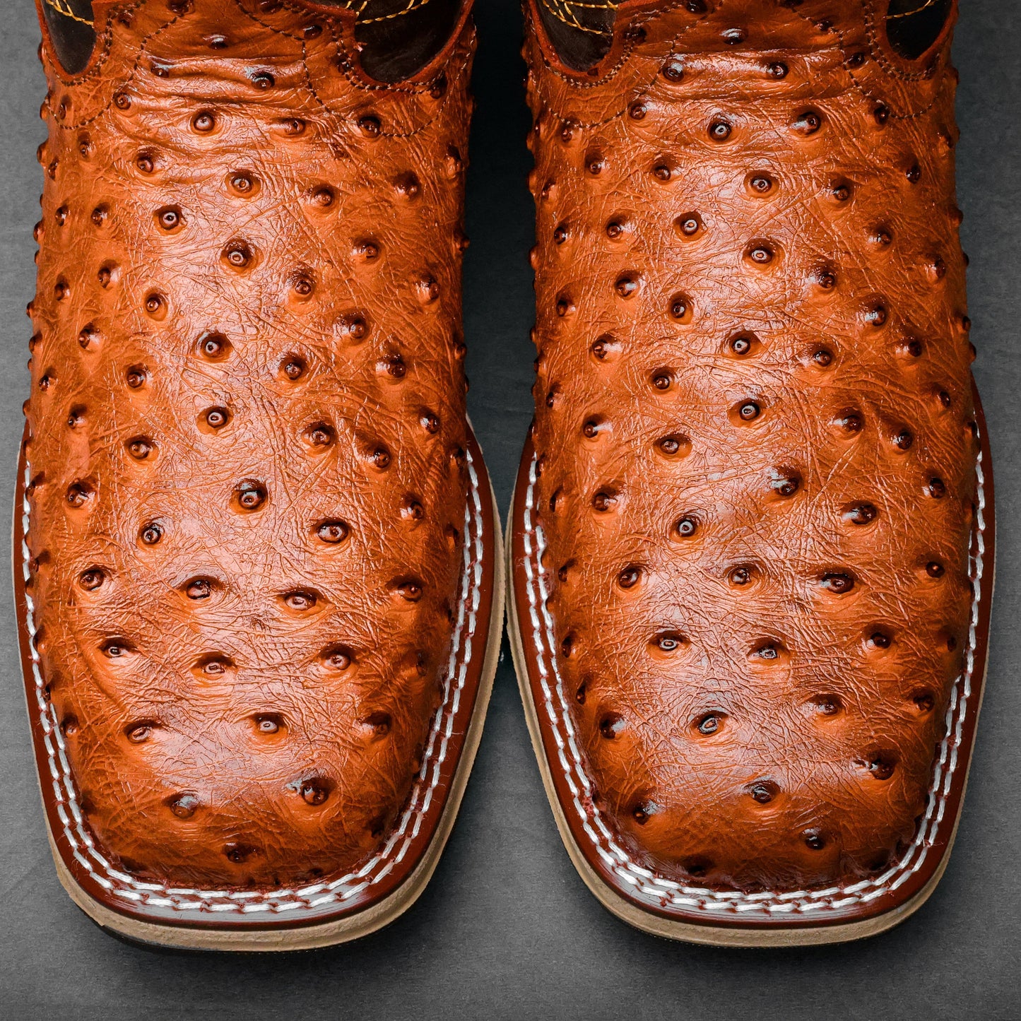 Cognac Ostrich Leather Boots - Composite Toe