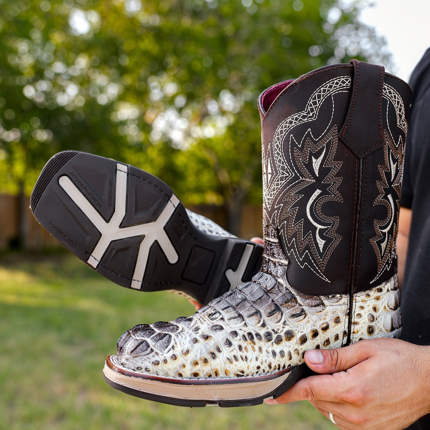 Desert Orix Caiman Neck Leather Boots With 3D Lightweight Sole - Composite Toe