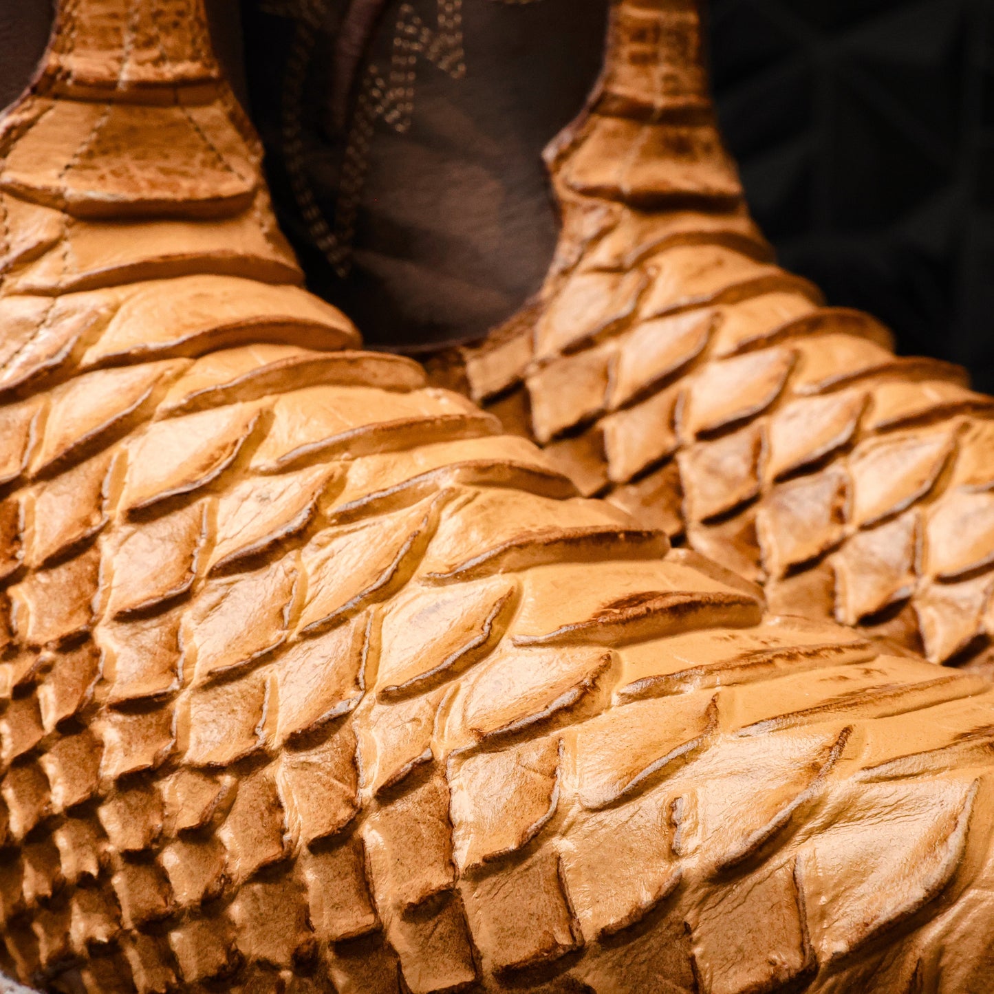 Rustic Honey Anaconda Leather Boots With 3D Lightweight Sole - Composite Toe