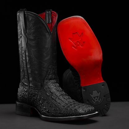 Black Caiman Horn Handmade Boots