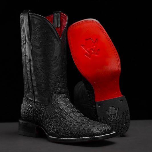 Black Caiman Horn Handmade Boots