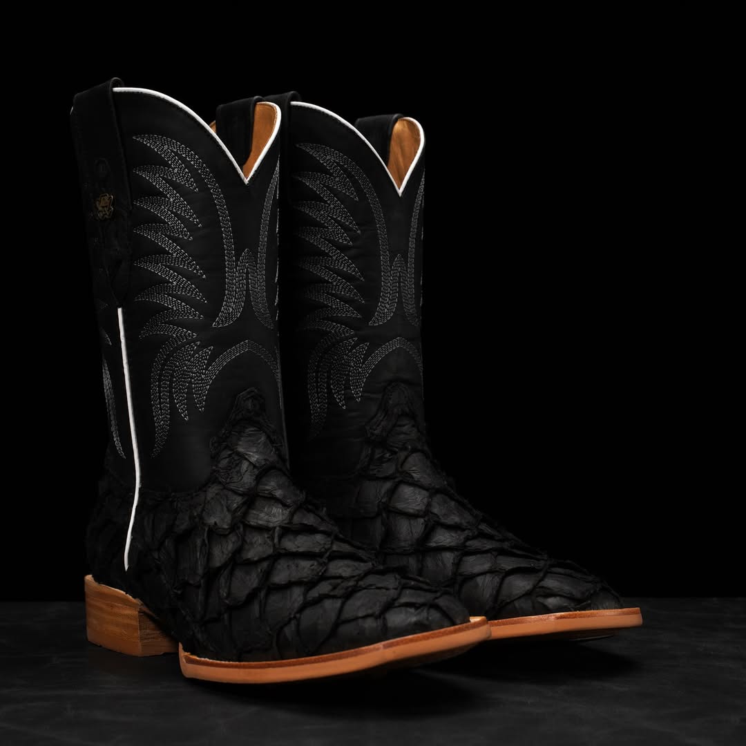 Matte Black AUTHENTIC Pirarucu Skin Boots