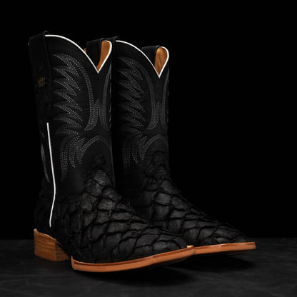 Matte Black AUTHENTIC Pirarucu Skin Boots