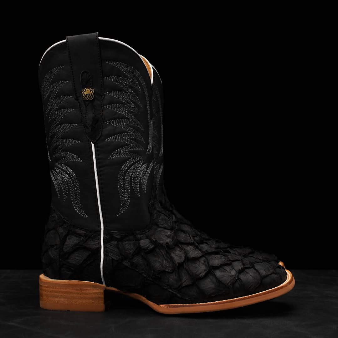 Matte Black AUTHENTIC Pirarucu Skin Boots