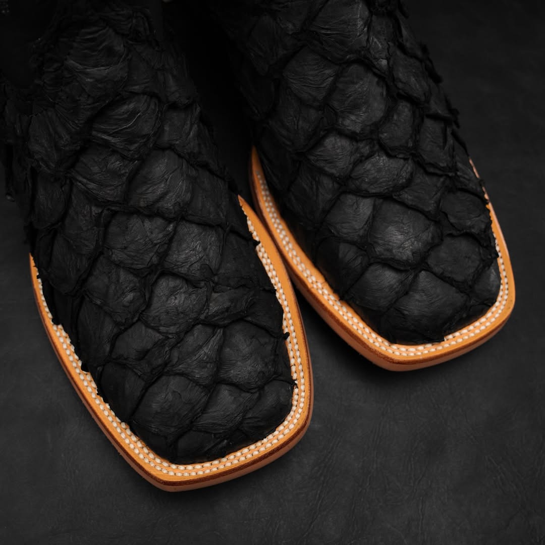 Matte Black AUTHENTIC Pirarucu Skin Boots