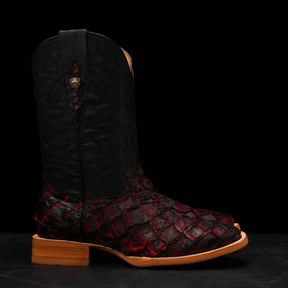 NEW AUTHENTIC Black Cherry Pirarucu Skin Boots