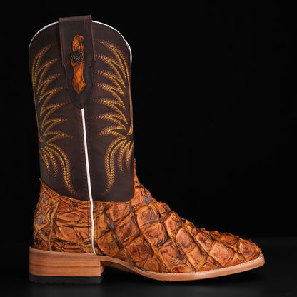 Genuine Pirarucu Exotic Boots – Brown Shaft – Western Style
