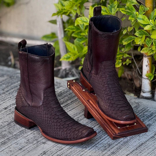 Rugged Python Roper Boots - Retro Style